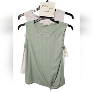Pinc Girls Green & White Tank Tops Girls Size  10/12 NWT